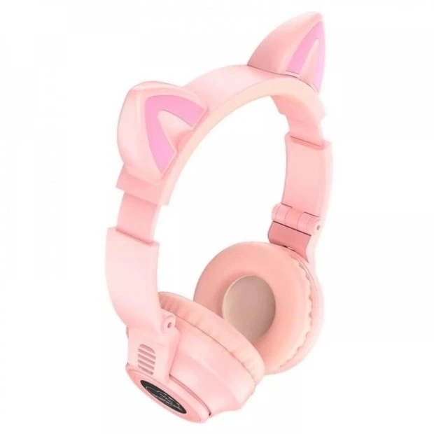 Бездротові накладні навушники-гарнітура Borofone BO18 Cat Ear (Рожевий)