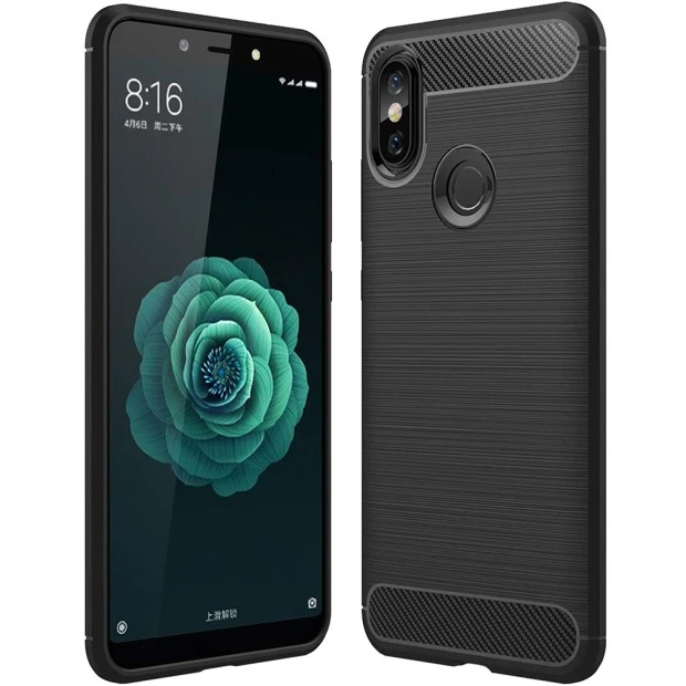 Силиконовый чехол Polished Carbon Xiaomi Mi A2 / Mi6x (Черный)