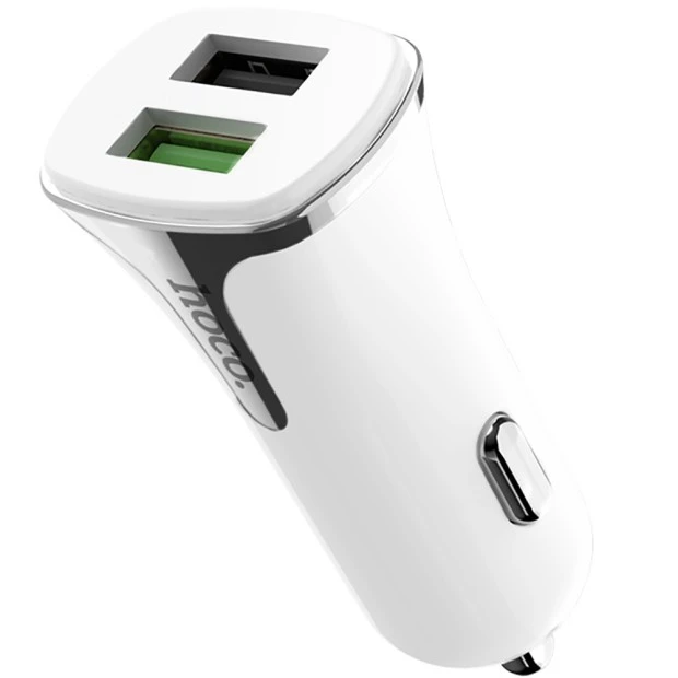 АЗУ-адаптер Hoco Z31 Universe 2USB 2.4A QC3.0 + Type-C-кабель (Белый)