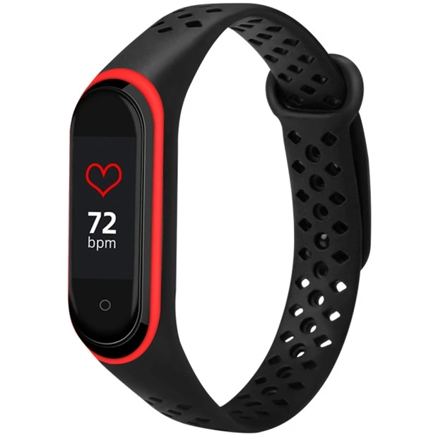 Ремешок Sport Xiaomi Mi Band 3 / Mi Band 4 (Чёрно-красный)