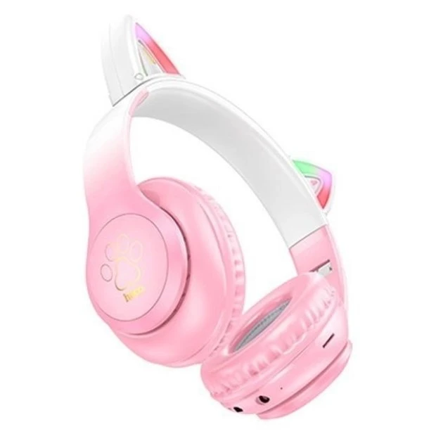 Бездротові накладні навушники-гарнітура Hoco W42 Cat Ear (Рожевий)