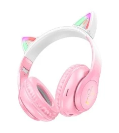 Бездротові накладні навушники-гарнітура Hoco W42 Cat Ear (Рожевий)