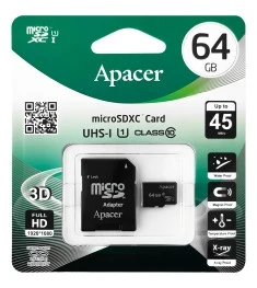 Карта памяти Apacer MicroSDXC 64Gb (UHS-1) (Class 10) + SD-адаптер