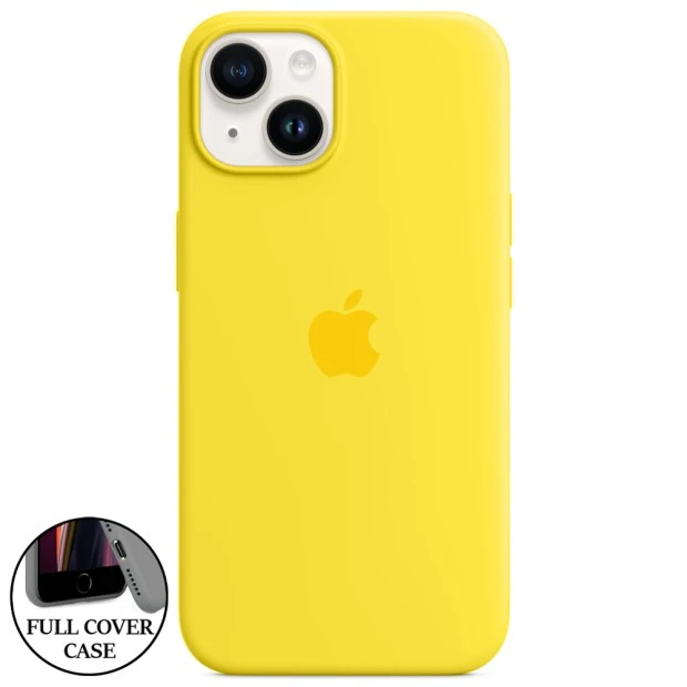 Силіконовий оригінальний чохол круглої форми для Apple iPhone 14 (13) жовтого кольору.
