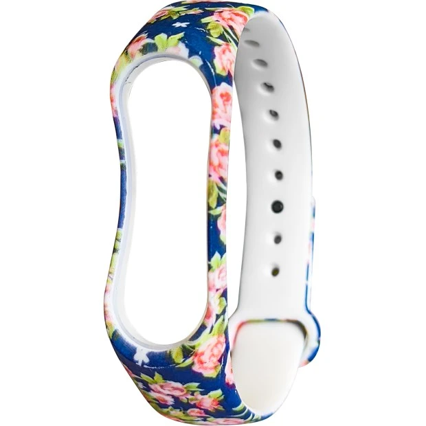 Ремешок Picture Design Xiaomi Mi Band 3 / Mi Band 4 (Роза, Сине-розовый)