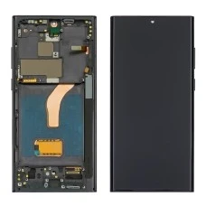 Дисплей для Samsung S908B Galaxy S22 Ultra с чёрным тачскрином и серой корпусной рамкой OLED