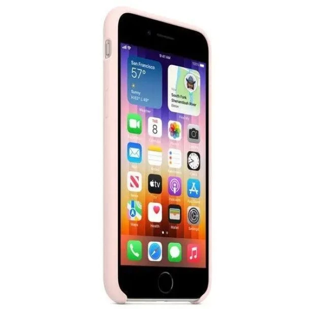 Оригінальний силіконовий чохол Apple для iPhone 7  /  8  /  SE (76) кольору рожевий крейда.