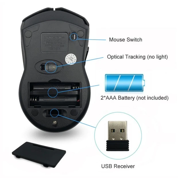 Мышь беспроводная Wireless T-Wolf Q5 (Чёрный)