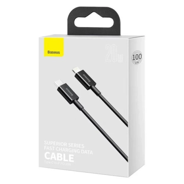USB-кабель Baseus Tungsten Gold 20W (2м) (Type-C на Lightning) (Чорний) CATLWJ-A01