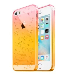 Силикон Rain Gradient Apple iPhone 5 / 5S / SE (Розово-желтый)
