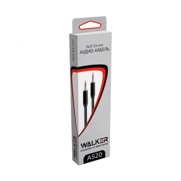 Кабель-AUX Walker A520 (3m) (3.5mm to 3.5mm) (Чёрный)