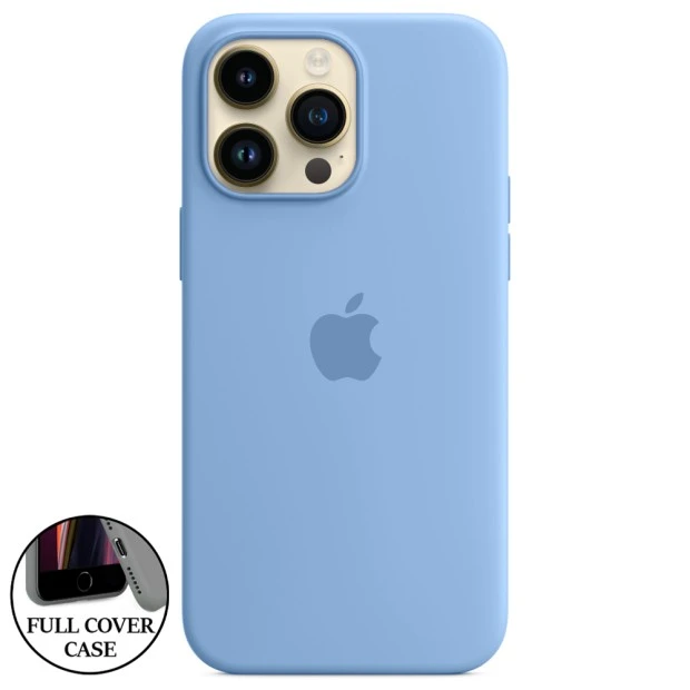 Силіконовий оригінальний круглий чохол Apple iPhone 14 Pro Max (37) Блакитний.