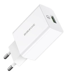 СЗУ-адаптер USB Borofone BA21A QC 3.0 18W (Белый)