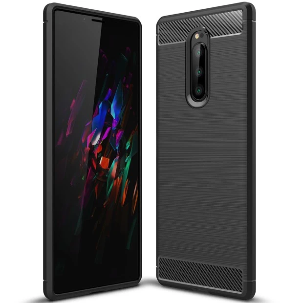 Силикон Polished Carbon Sony Xperia 1 / Xperia XZ 4 (Черный)