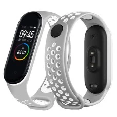 Ремешок Sport Xiaomi Mi Band 3 / Mi Band 4 (Серо-белый)