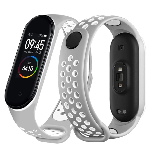 Ремешок Sport Xiaomi Mi Band 3 / Mi Band 4 (Серо-белый)