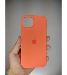 Силіконовий оригінальний чохол круглої форми для Apple iPhone 15 Plus (Абрикосов..