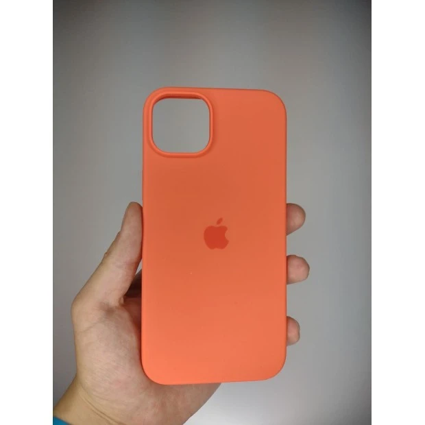 Силіконовий оригінальний чохол круглої форми для Apple iPhone 15 Plus (Абрикосовий)