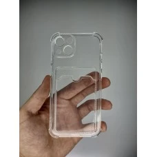 Силіконовий WS чохол-карман для карток Apple iPhone 13 (Прозорий)