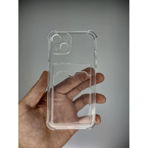 Силіконовий WS чохол-карман для карток Apple iPhone 13 (Прозорий)