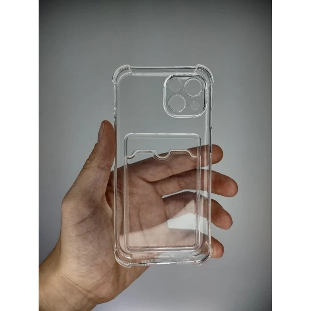 Силіконовий WS чохол-карман для карток Apple iPhone 13 (Прозорий)