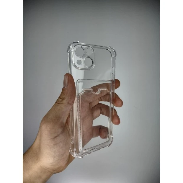 Силіконовий WS чохол-карман для карток Apple iPhone 13 (Прозорий)