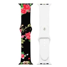 Ремешок Print Apple Watch Silicone 38 / 40 mm (Black Rose)