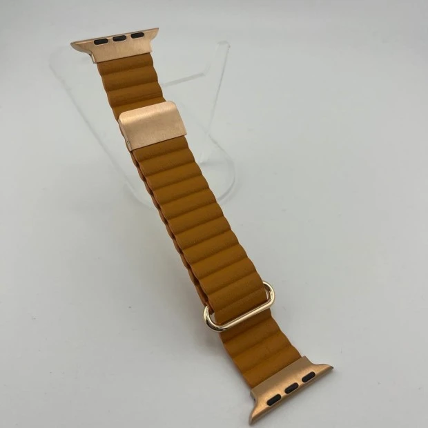 Apple Watch ремінець зі шкіри кольору помаранчевий 42  /  44  /  45  /  49 мм
