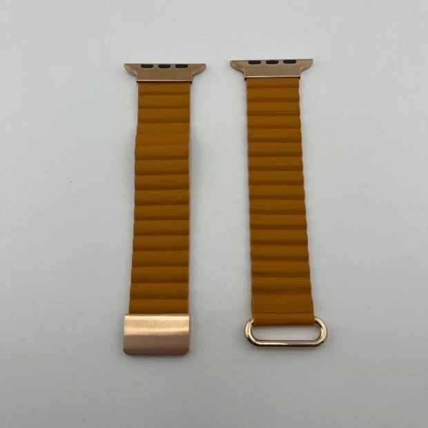 Apple Watch ремінець зі шкіри кольору помаранчевий 42  /  44  /  45  /  49 мм