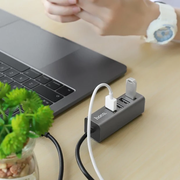 Переходник USB HUB Hoco HB1 (4 порта) (Чёрный)