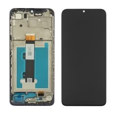 Дисплей для Motorola E22 с чёрным тачскрином и корпусной рамкой