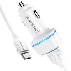 АЗУ-адаптер Borofone BZ14 + MicroUSB-кабель (Белый)