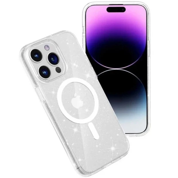 Накладка Blueo Crystal Pro Drop Resistance MagSafe для Apple iPhone 16 (Прозора з блискітками)