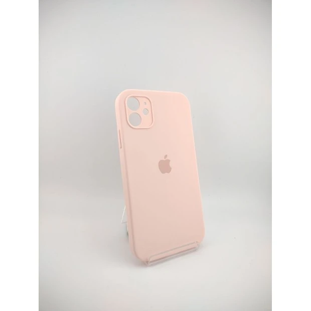 Силіконовий оригінальний чохол Square RoundCam для Apple iPhone 11 (рожевий крейдяний)
