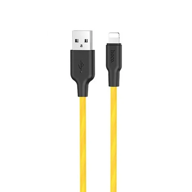 USB-кабель Hoco Silicone X21 Plus Fluorescent 1m (Lightning) (Жёлтый)