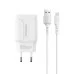 Зарядний пристрій USB Borofone BA37A 2.1A + кабель Type-C (Білий) Зарядний пристрій USB Borofone BA37A 2.1A + кабель Type-C (Білий)
