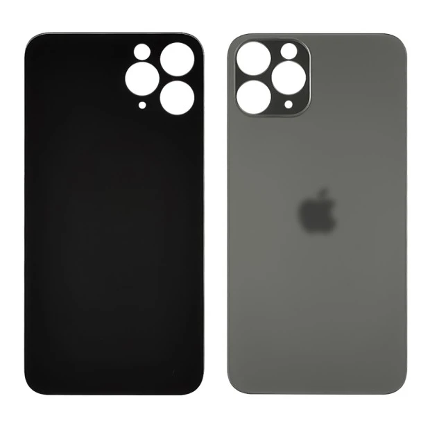 Заднее стекло корпуса для Apple iPhone 11 Pro Space Gray (тёмно-серое) (Big hole)