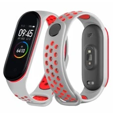 Ремешок Sport Xiaomi Mi Band 3 / Mi Band 4 (Серый с красным)
