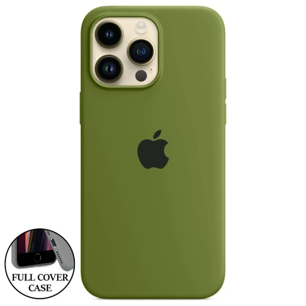 Оригінальний силіконовий чохол круглої форми для Apple iPhone 14 Pro Max (46) Глибокого зеленого кольору