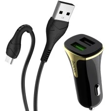 АЗУ-адаптер Hoco Z31 Universe 2USB 2.4A QC3.0 + MicroUSB-кабель (Чёрный)