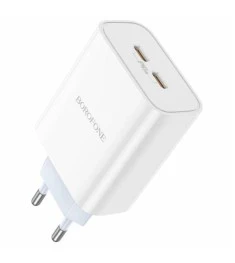 Зарядний пристрій-адаптер USB Borofone BA73A PD 35W (2 Type-C) + кабель Type-C-T..