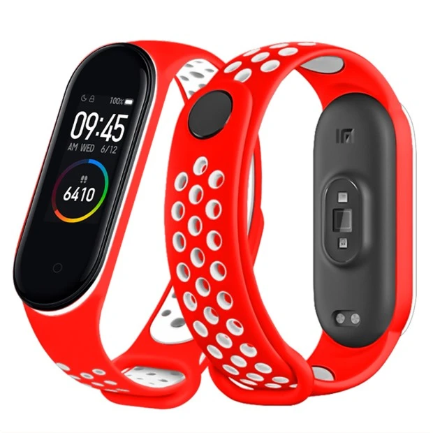 Ремешок Sport Xiaomi Mi Band 3 / Mi Band 4 (Красно-белый)