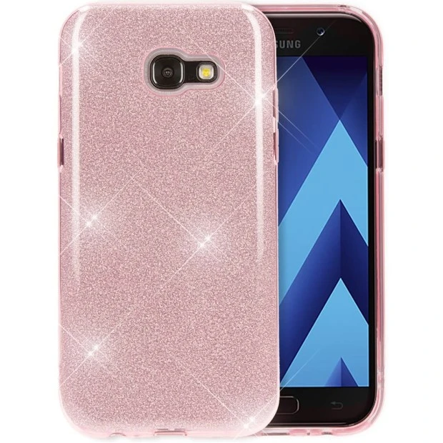 Силіконова накладка з блискітками для Samsung Galaxy A3 (2017) A320 (Рожева)