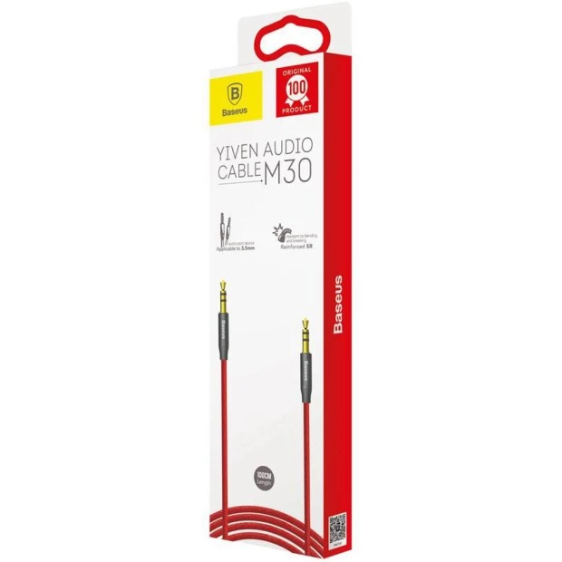 Кабель AUX Baseus Yiven Audio Cable M30 3.5 / 3.5mm 1m (Червоний)