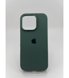 Силіконовий оригінальний круглий чохол для Apple iPhone 16 Pro (55) темно-зелени..