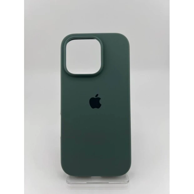 Силіконовий оригінальний круглий чохол для Apple iPhone 16 Pro (55) темно-зелений