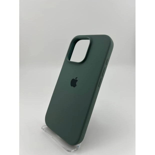 Силіконовий оригінальний круглий чохол для Apple iPhone 16 Pro (55) темно-зелений