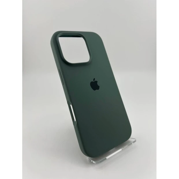 Силіконовий оригінальний круглий чохол для Apple iPhone 16 Pro (55) темно-зелений