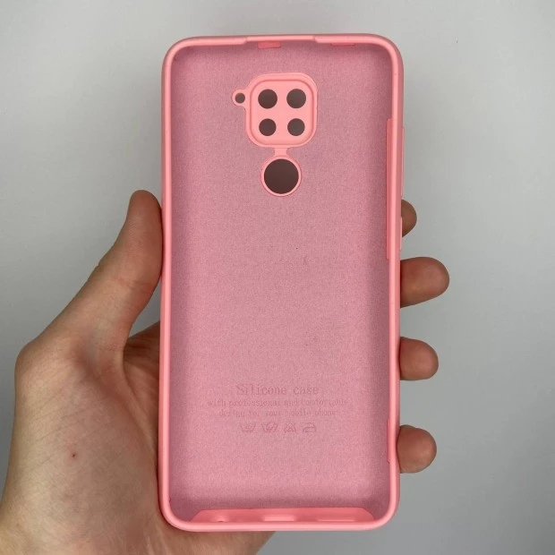 Силіконовий оригінальний 360 чохол для Xiaomi Redmi Note 9  /  Redmi 10X (з захистом камери) (рожевий)