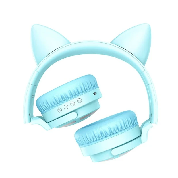 Наушники-гарнитура Borofone BO15 Cat Ear Bluetooth (Голубой)